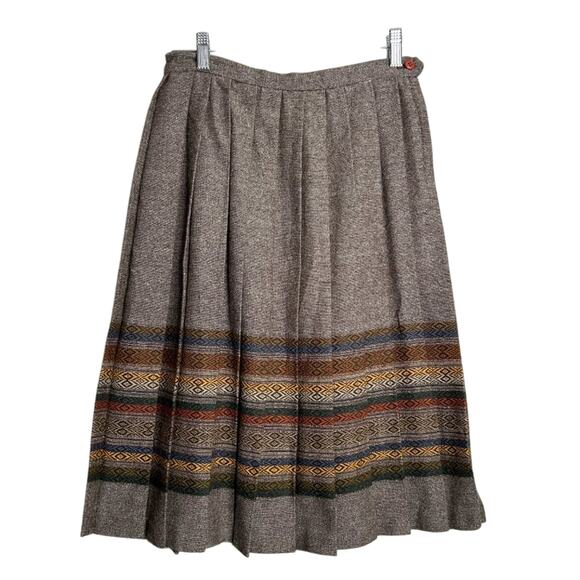 Vintage Sears Skirt Women 10P Brown Wool Blend Pleated Academia - Picture 1 of 8